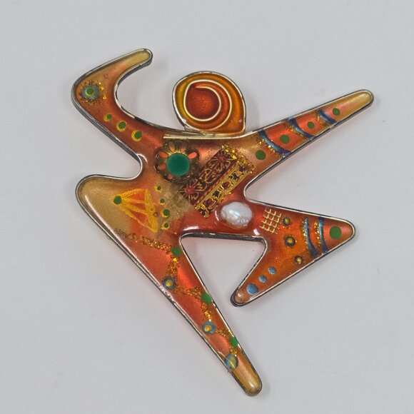 Abstract Resin Dancer Brooch – Modernist Art Pin in Yossi Steinberg Style - Picture 2 of 6